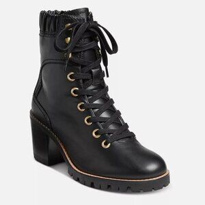 JACK ROGERS Womens Black Gathered Harper Toe Block Heel Leather Booties